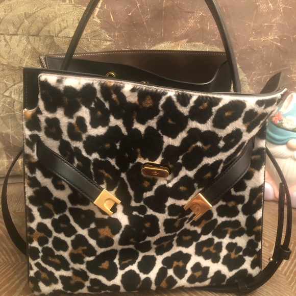 Authentic Leopard Tory Burch Lee Radziwill Double Bag. Pony Hair Italian suede - Picture 2 of 9
